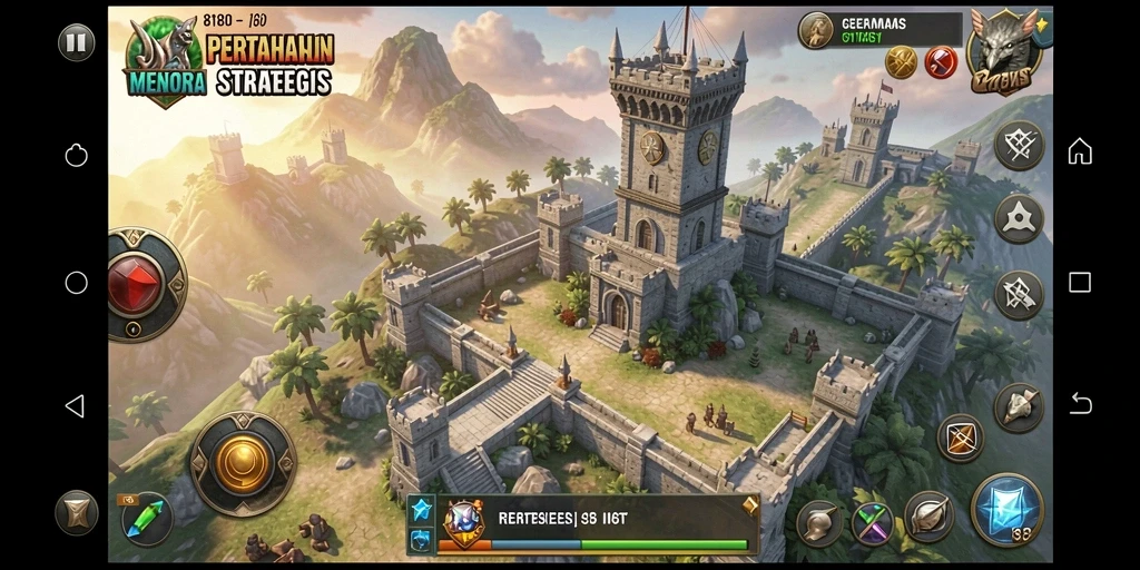 Screenshot permainan Tower Defense dari 8180 yang menunjukkan menara dan musuh.