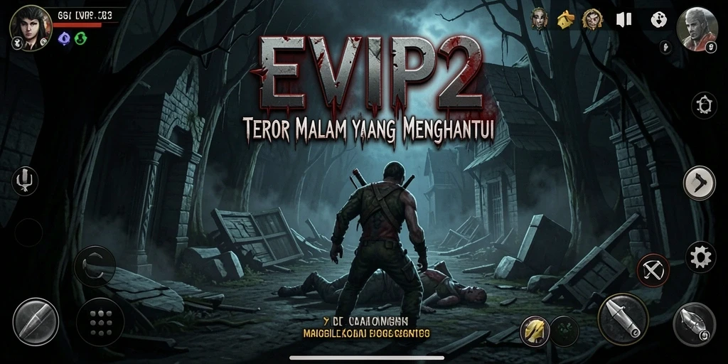 Tampilan gameplay menegangkan dari EVIP2 saat menghadapi kegelapan.