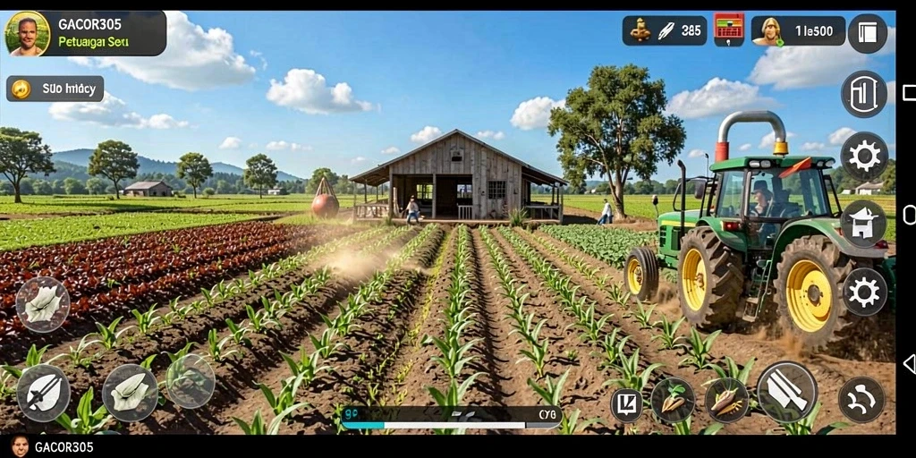 Screenshot GACOR305 menampilkan gameplay seru bertani.