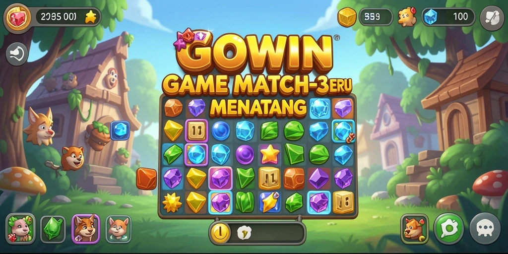 Tampilan gameplay GOWIN yang menarik dalam genre Match-3.