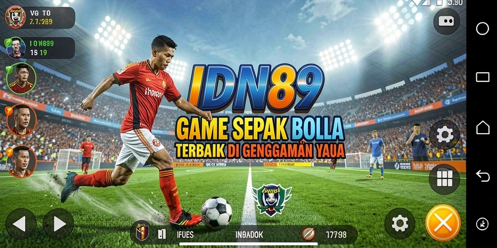 Tampilan gameplay IDN89 dengan aksi seru di lapangan sepak bola.