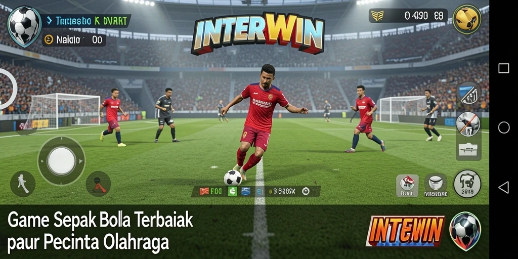 Screenshot INTERWIN menunjukkan pertandingan sepak bola yang seru dan mendebarkan.