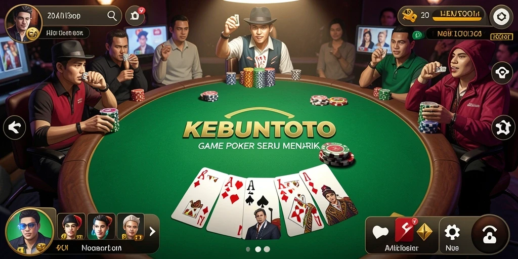 Tampilan gameplay menarik dari KEBUNTOTO dengan aksi poker seru.