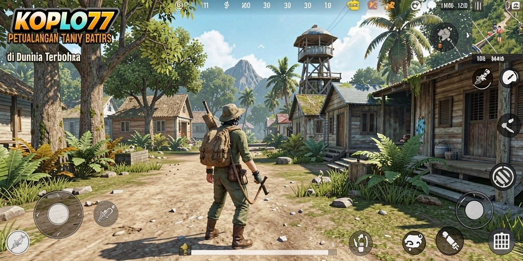 Screenshot gameplay KOPLO77 menampilkan petualangan seru di dunia terbuka.