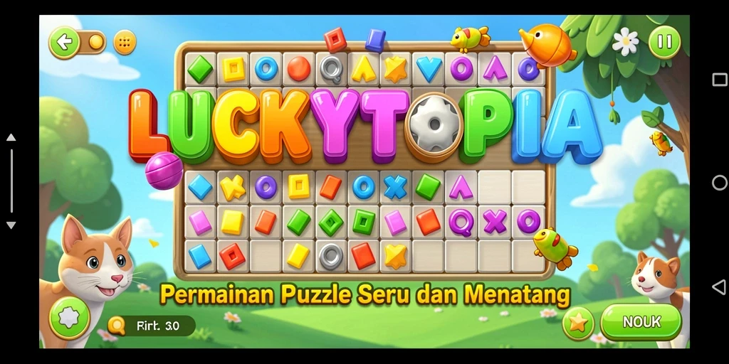 Tampilan menarik dari gameplay <strong>LUCKYTOPIA</strong> yang penuh tantangan.