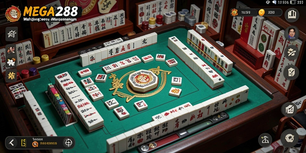 Tampilan gameplay MEGA288 dengan mahjong yang menantang dan menarik.