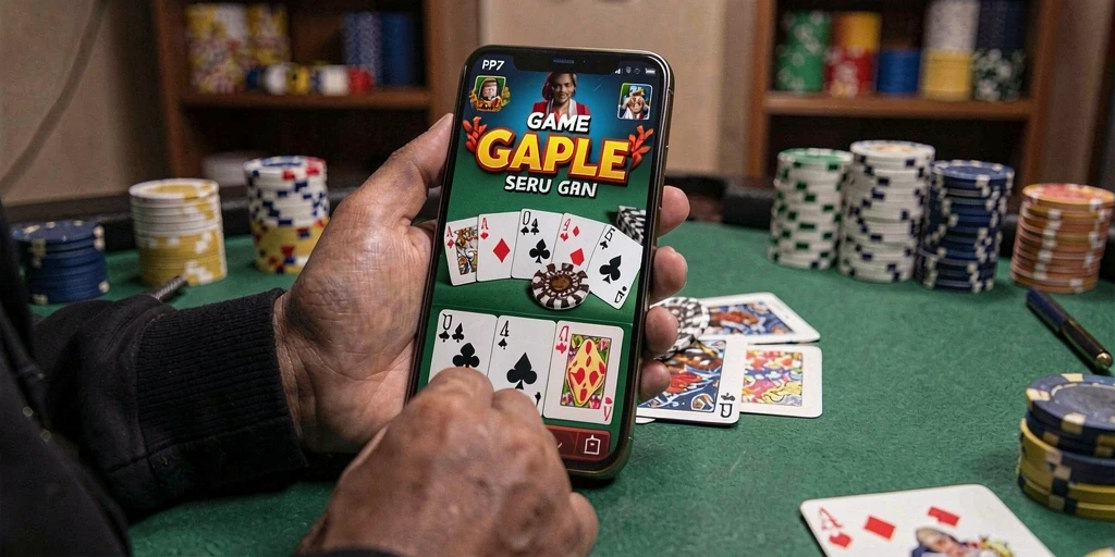 Screenshot utama PP7 menampilkan gameplay Gaple yang seru.