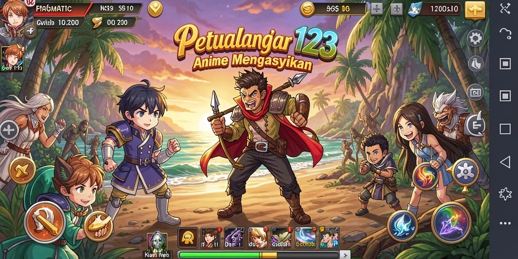Tampilan gameplay seru dari PRAGMATIC123 dengan karakter anime ikonik.