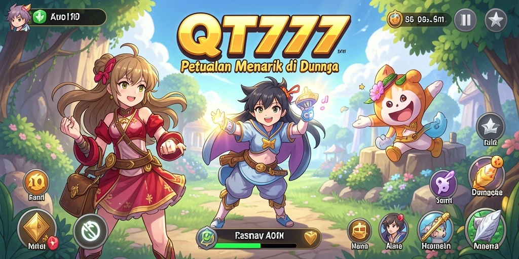 Screenshot gameplay QT777 menampilkan pertempuran epik di dunia Anime.
