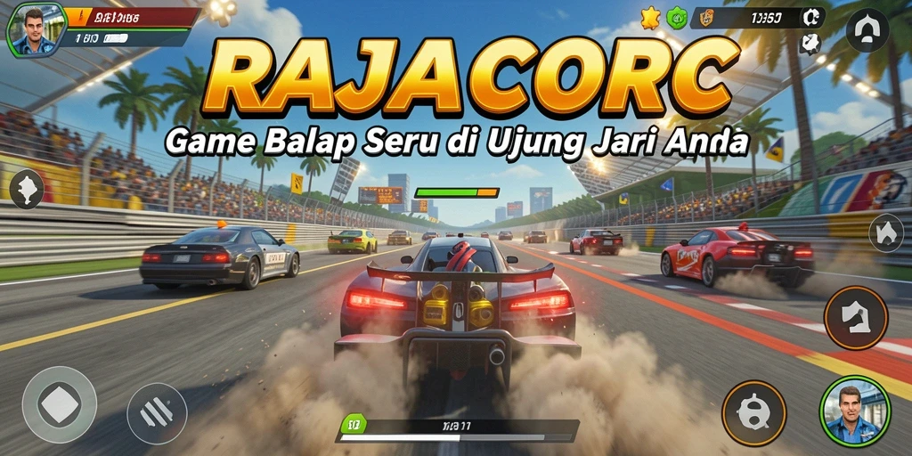 Gameplay seru dalam balapan dengan mobil kustom di RAJACORC.