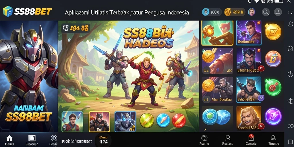 Tampilan utama SS88BET dengan berbagai fitur utilitas.