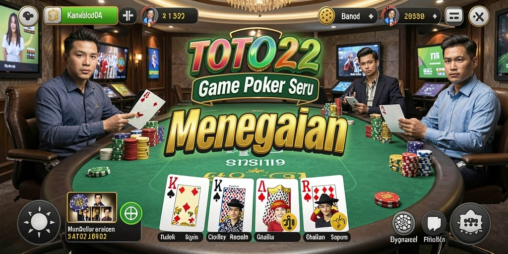 Screenshot utama TOTO22 menampilkan aksi seru bermain Poker.